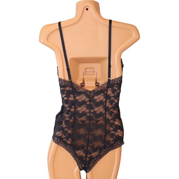 NWT H&M Lace Bodysuit Small Navy Blue Lace Sheer Adjustable Straps T85 - Picture 4 of 8